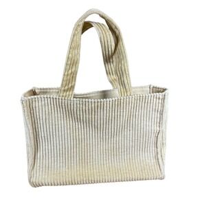 Victoria's Secret Corduroy Mini Tote Bag Cream Beige Handle Bag Boho‎ Casual